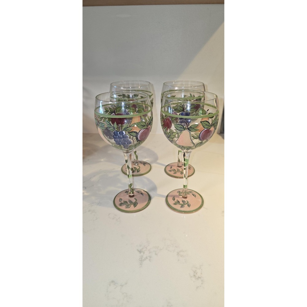 Vintage 2003 Home Trends Granada Fruit Wine Goblets - Set of 4